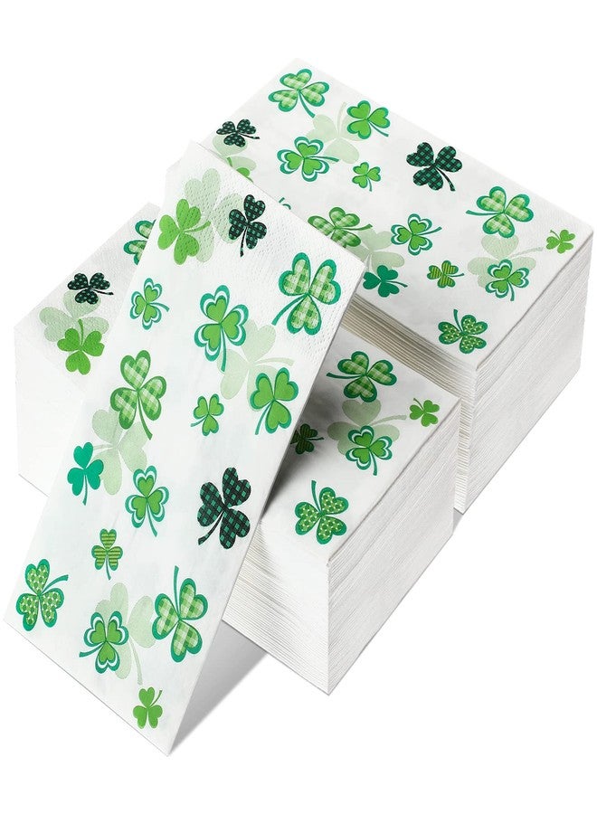 مارسبارك مناديل مارسبارك 100 قطعة لعيد القديس باتريك، مناشف ورقية للضيوف، مناشف يد خضراء للاستخدام مرة واحدة بنقشة البرسيم الأخضر للمنزل والمطبخ، لوازم حفلات عيد القديس باتريك الثقافية الأيرلندية (البرسيم الأخضر) - Image 1